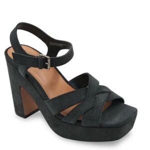 Splendid Piper Platform Sandal Size 9.5 Suede Dark Sage Green Boho Chic Summer